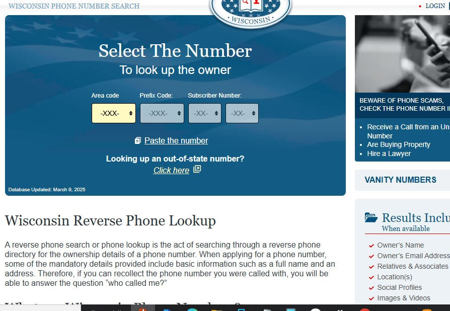 Recherche de numéro de téléphone dans le Wisconsin
