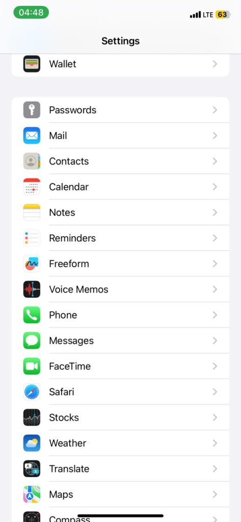 navigate to iphone settings
