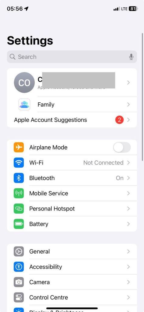 Go to Settings and tap on your Apple ID