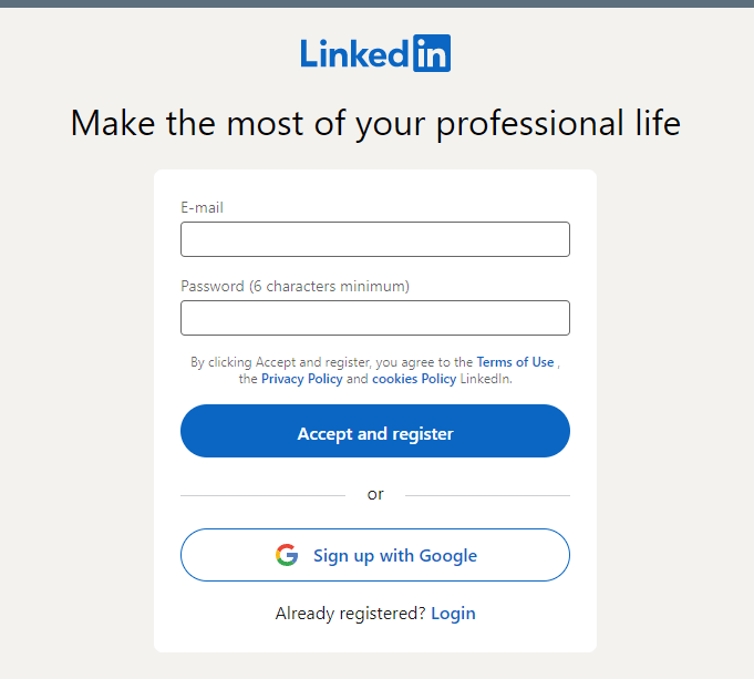 linkedin'e giriş yap