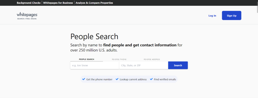 whitepages people search